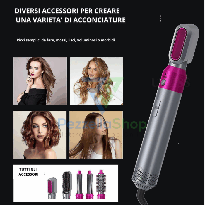 Spazzola Phon 5 in 1 Hair Styler Capelli mossi, lisci ricci - immagine 6