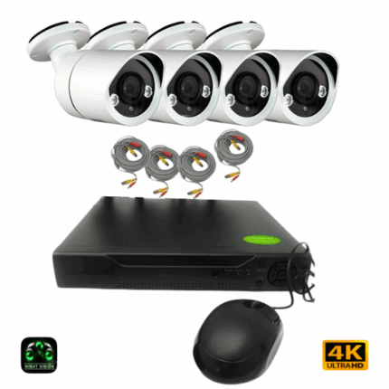 Kit Videosorveglianza 4 Canali Infrarossi HD + DVR, Cavi, Alimentatore.