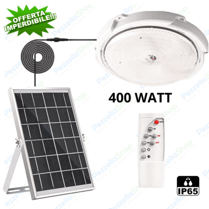 Plafoniera Con Pannello Solare 400w Crepuscolare 6500K