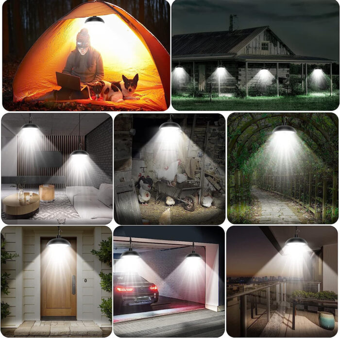 Kit 2 Lampadari a Soffitto Pannello Solare Ip65 Plafoniere esterne - immagine 8