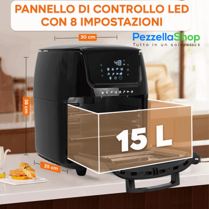 Friggitrice XXL ad Aria Jordan 15L 1800W Forno 8 Modalità Display Touch - immagine 2