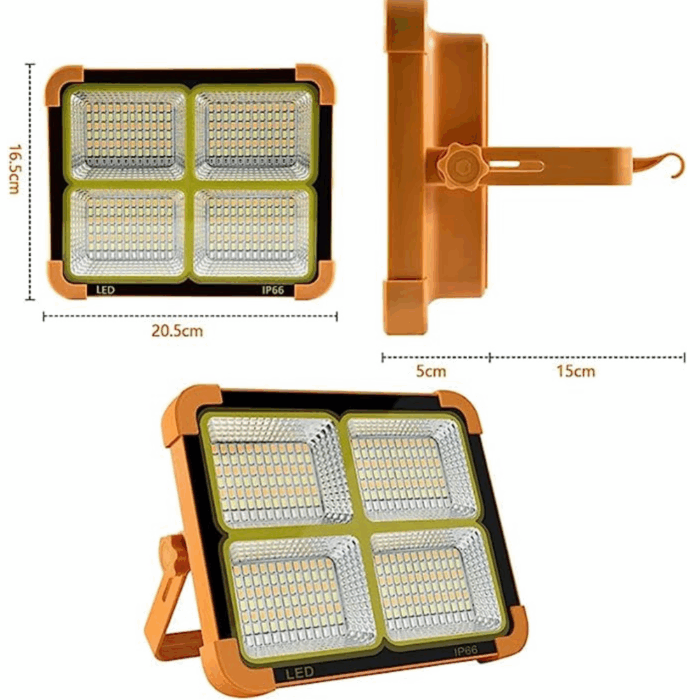Faro Led Solare Ricaricabile Da Lavoro 120w ,Luce Fredda e Calda RGB , Power bank - immagine 3