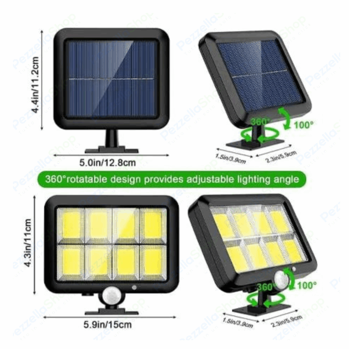 Faro Faretto con Pannello Solare 252 led COB Sensore Di Movimento - immagine 3