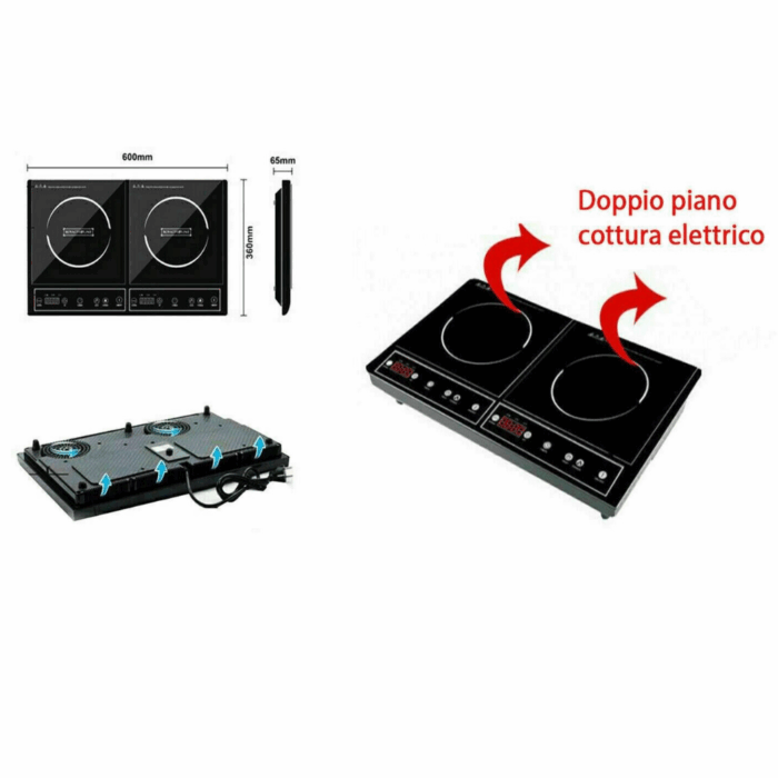 Piastra a Induzione Doppio Piano Cottura Portatile Elettrica 2000W - immagine 3