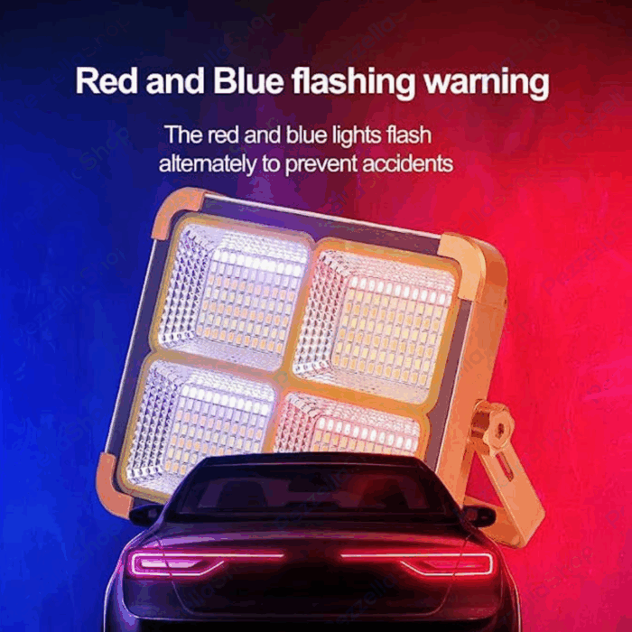Faro Led Solare Ricaricabile Da Lavoro 120w ,Luce Fredda e Calda RGB , Power bank - immagine 2