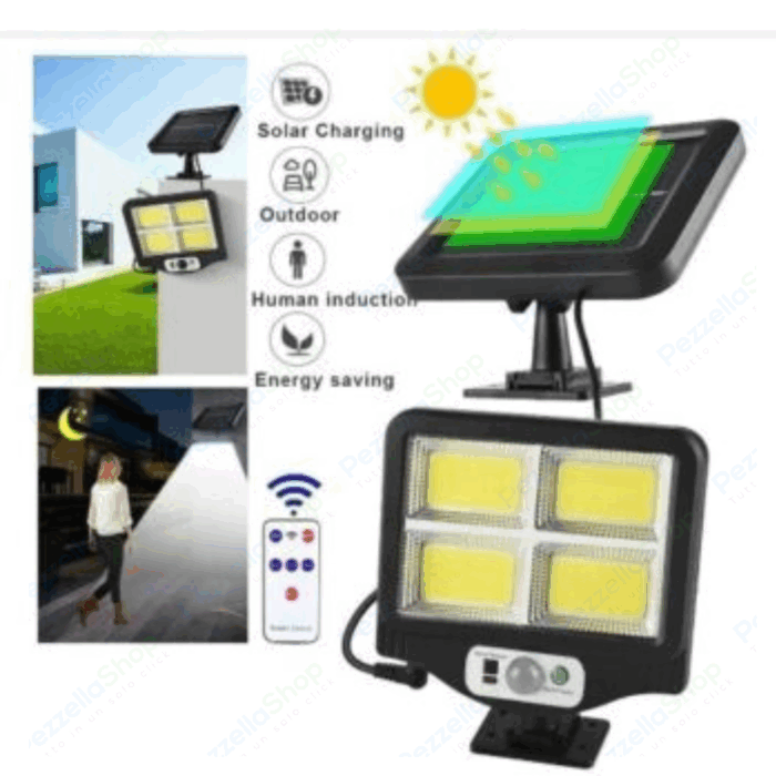 Faro Faretto con Pannello Solare 252 led COB Sensore Di Movimento - immagine 4