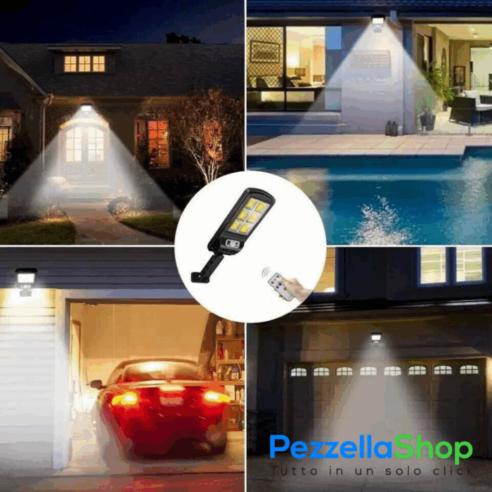 Kit 4 Lampioni Faretti Con Pannello Solare Led Sensore Di Movimento Crepuscolare Esterno - immagine 4