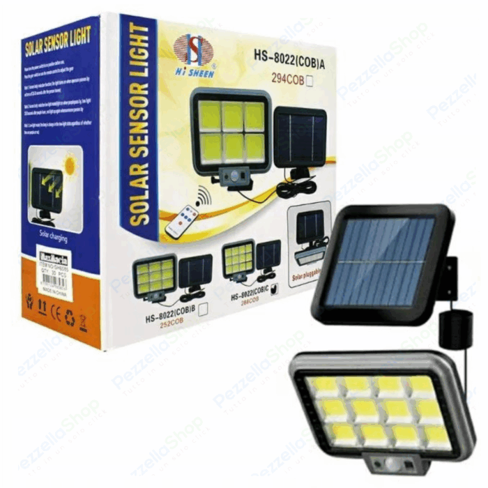Faro Faretto con Pannello Solare 252 led COB Sensore Di Movimento - immagine 2