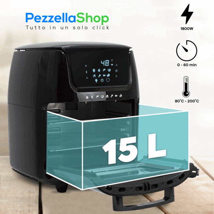 Friggitrice XXL ad Aria Jordan 15L 1800W Forno 8 Modalità Display Touch - immagine 6