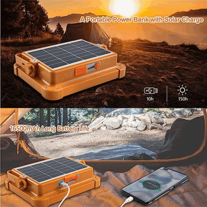 Faro Led Solare Ricaricabile Da Lavoro 120w ,Luce Fredda e Calda RGB , Power bank - immagine 5