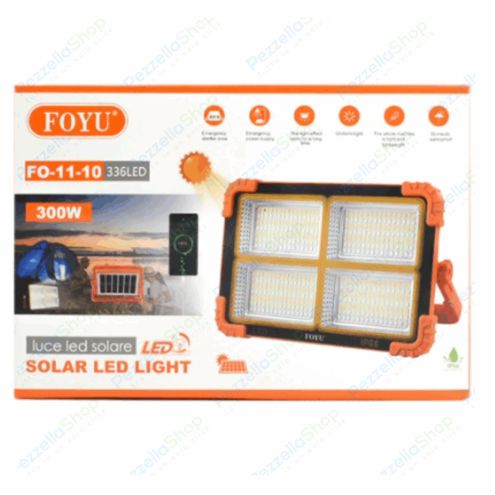 Faro Led Solare Ricaricabile Da Lavoro 300w Luce Fredda e Calda RGB Power bank - immagine 6