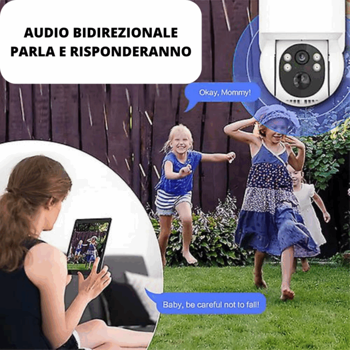 Telecamera Pannello Solare WiFi IP66 Wireless 1080p Pir Rilevamento Umano - immagine 4