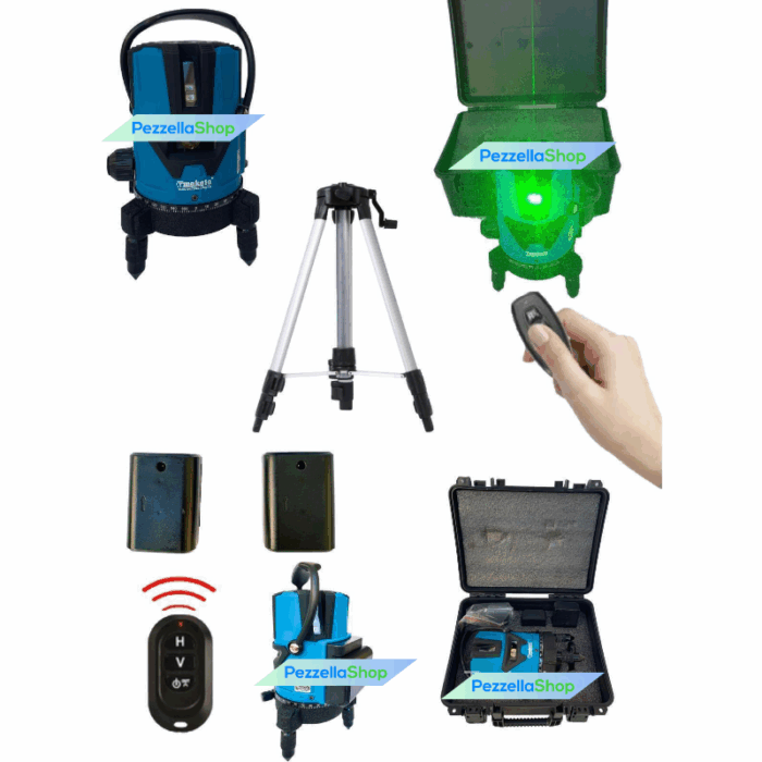 Livella Laser Autolivellante 5 Linee 360° a Batteria Con Telecomando e Valigetta - immagine 3