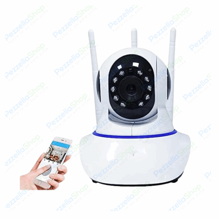 Telecamera Wireless WiFi HD 1080p 3 Antenne IP Camera Videosorveglianza Altoparlante - immagine 3