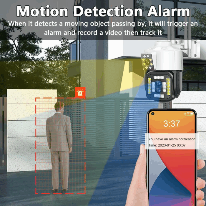 Telecamera WIFI PTZ Doppio Obiettivo da 2mp + 2mp IP66 Tracciamento Automatico - immagine 3