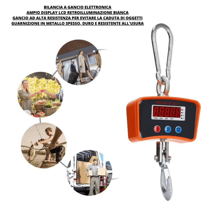 Bilancia Industriale 1000 kg | Elettronica, Display LED, Gancio per Gru - immagine 2