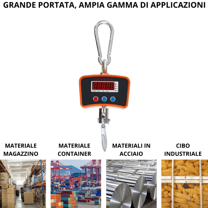 Bilancia Industriale 1000 kg | Elettronica, Display LED, Gancio per Gru - immagine 8