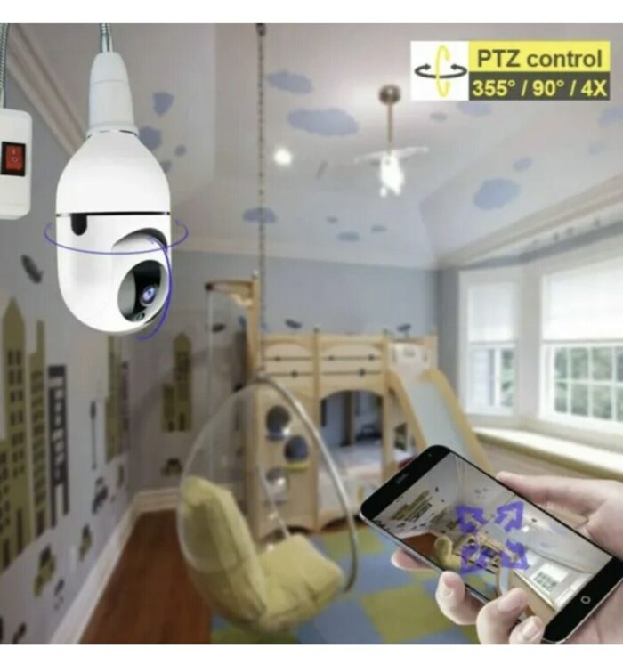 Telecamera a Bulbo Lampadina 360° WiFi Wireless Infrarossi Controllo Remoto - immagine 4
