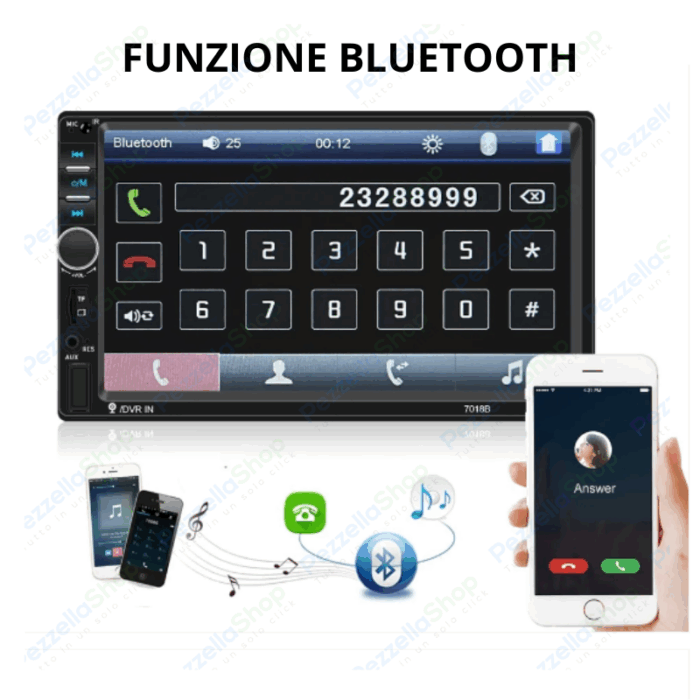 Autoradio 2 Din 7 Pollici Mirror Link Bluetooth Touchscreen USB MP5 Auto - immagine 2