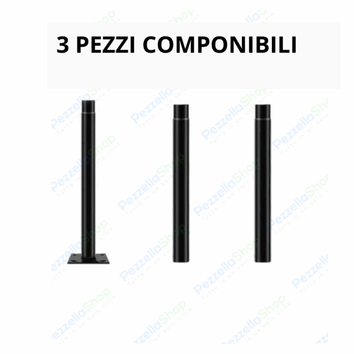 Palo in Ferro 3 Metri Componibili per Lampioni LED Fari Lampade Giardino - immagine 3