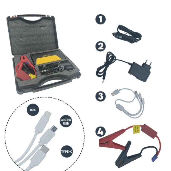 Avviatore Batteria per Auto 400A Portatile Caricabatterie Emergenza Torcia - immagine 5