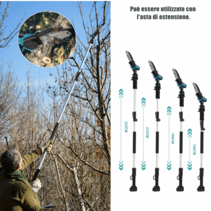 Asta Telescopica Allungabile 230cm a Batteria per Motoseghe, Cesoie, Tagliarami - immagine 2