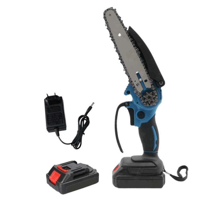 Kit potatura Forbice Cesoia + Motosega 6" Doppia Batteria 48V + Asta Telescopica 240mm + Guanti e Occhialini OMAGGIO - immagine 4