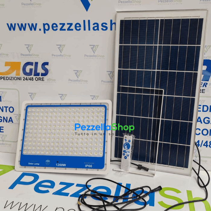 Faro Solare 1200w Slim Crepuscolare IP66 Impermeabile Telecomando, Per Esterno, Giardino, Kit Completo - immagine 4