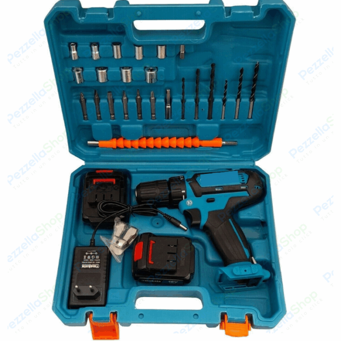 Trapano Avvitatore Doppia Batteria 18V Cordless 2Ah 24 Accessori + Valigetta - immagine 3