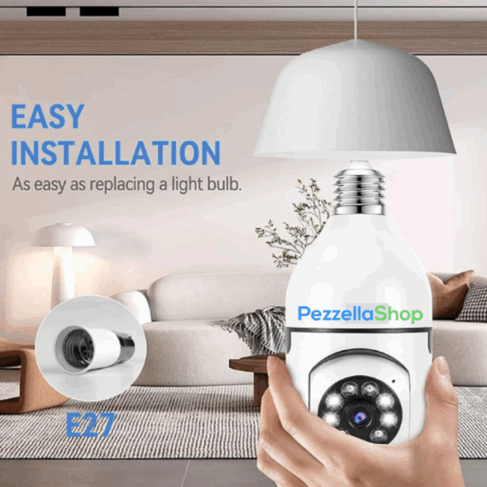 Telecamera Wif-Fi 360° Bulbo Lampadina 1080p Videocamera Visione Notturna a Colori con Applicazione per Cellulare - immagine 3