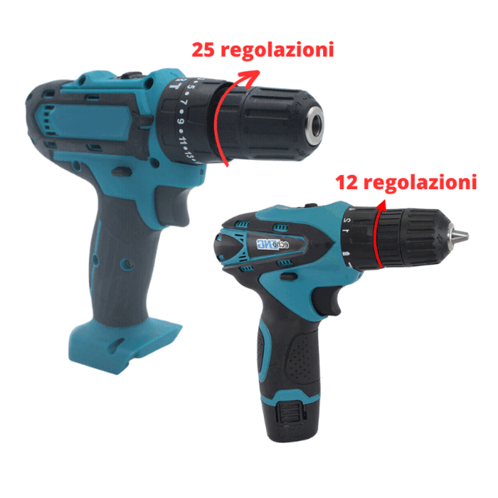 Kit 2 Trapani Cordless 18V Batterie a Litio 2.0 Ah con Valigetta + Accessori e Caricatore - immagine 3