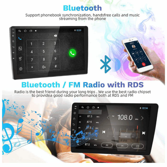 Autoradio 9 Pollici Android GPS Touch Screen 2 Din Bluetooth Navigazione GPS WiFi Mirror Link Radio FM RDS - immagine 4