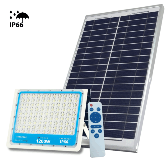 Faro Solare 1200w Slim Crepuscolare IP66 Impermeabile Telecomando, Per Esterno, Giardino, Kit Completo - immagine 6