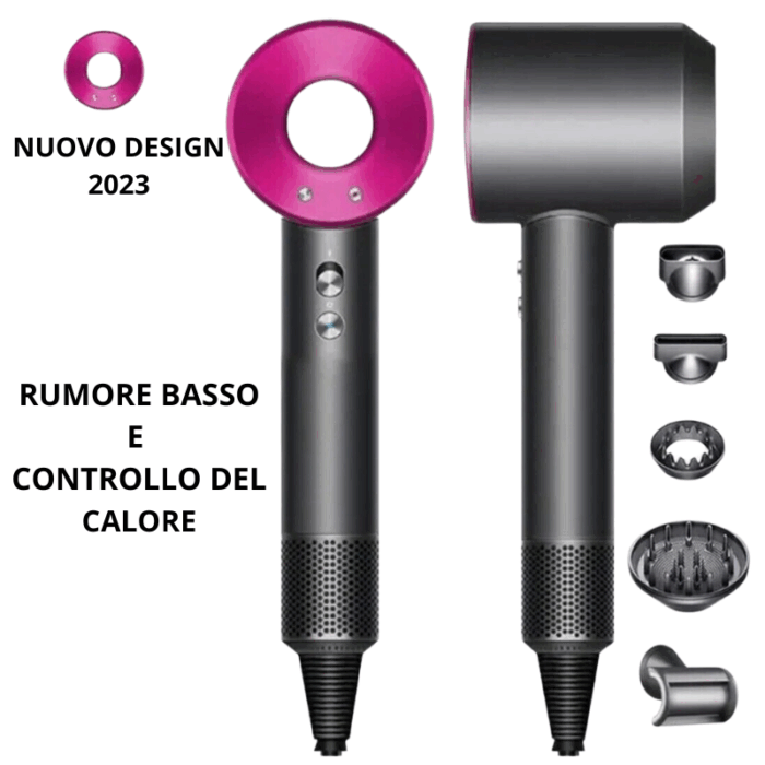 Phon Professionale Ionico 1800W con 5 Accessori – Asciugacapelli Supersonico per Capelli Lisci, Ricci e Anticrespo - immagine 6
