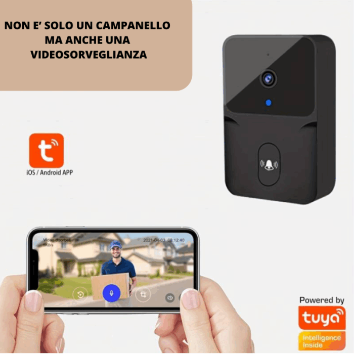 Campanello con Videocamera, Wireless, App sul Cellulare, Wi-Fi Bluetooth, Videosorveglianza, Audio Bidirezionale, Porta, Casa, Ufficio - immagine 7
