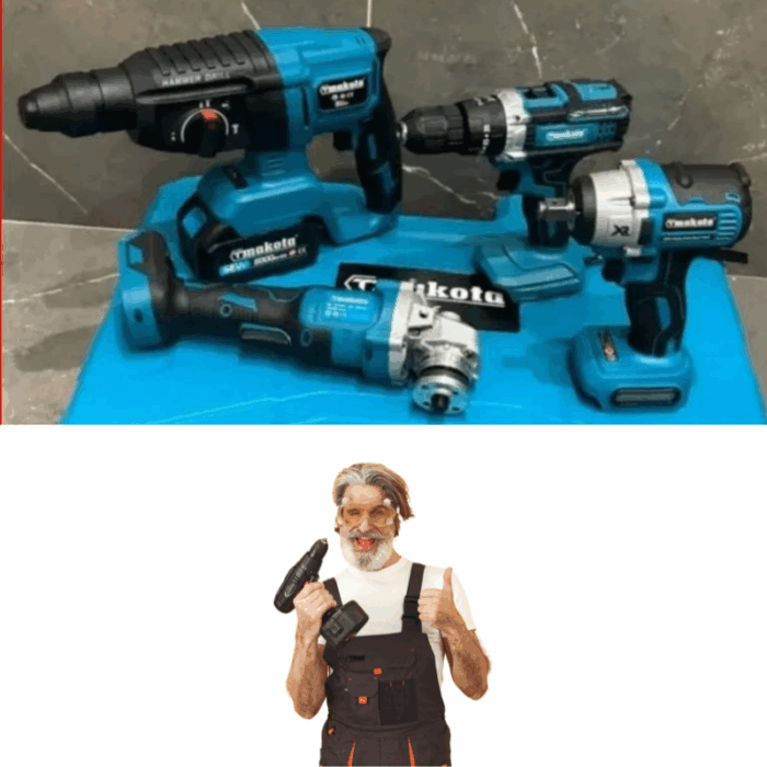 Kit 5 in 1 Doppia Batteria 88V con Trapano, Avvitatore ad Impulsi, Smeragliatrice Angolare, Martello Tassellatore, Torcia con Valigetta - immagine 8