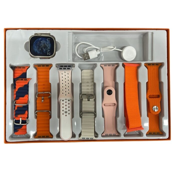 Big 2.0 Smartwatch Ultra 7 in 1 con Cinturini Colorati | Bluetooth Fitness Radio Android IOS, Caricatore - immagine 6