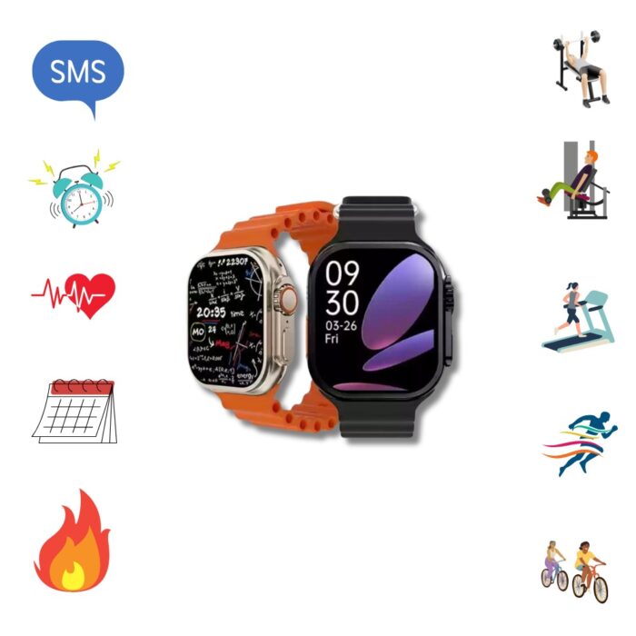 Big 2.0 Smartwatch Ultra 7 in 1 con Cinturini Colorati | Bluetooth Fitness Radio Android IOS, Caricatore - immagine 2