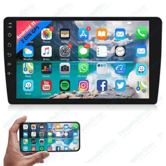 Autoradio 9 Pollici Android GPS Touch Screen 2 Din Bluetooth Navigazione GPS WiFi Mirror Link Radio FM RDS