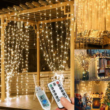 Tenda 300 Luci Led Luminosa 3x3m USB per Giardino e Casa, Luce calda 8 Modalità per Porte, Feste, Cerimonie