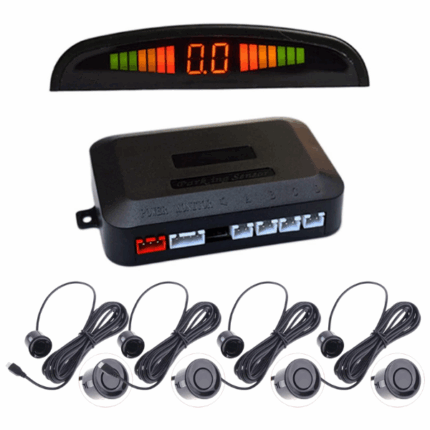Kit 4 Sensori di Parcheggio per Automobile, Universali con Display Led Digitale e Cicalino Acustico, Colore Nero