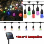 Catena Luminosa Colorata Ricarica Solare 10m 10 Lampadine con Pannello IP65 8 Modalità di Luci