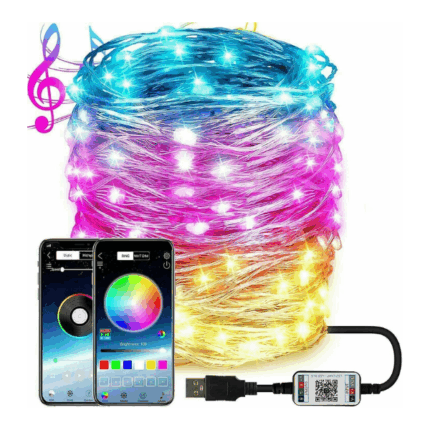 Catena Luci Natale Wi-Fi con Applicazione Sul cellulare per Controllo Remoto dei Colori, Timer per Albero, Stanza, Salone, Cucina