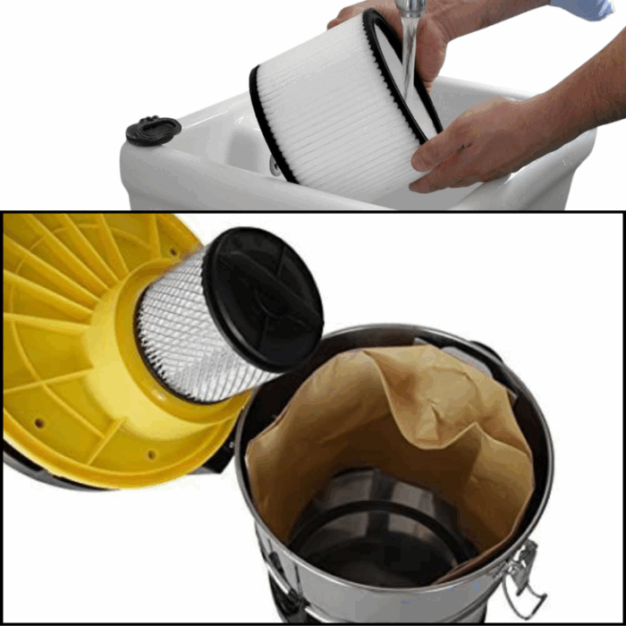 Bidone Aspirapolvere Aspiracenere 1200W Serbatoio 30 Litri Cavo 3m per Solidi e Liquidi - immagine 2