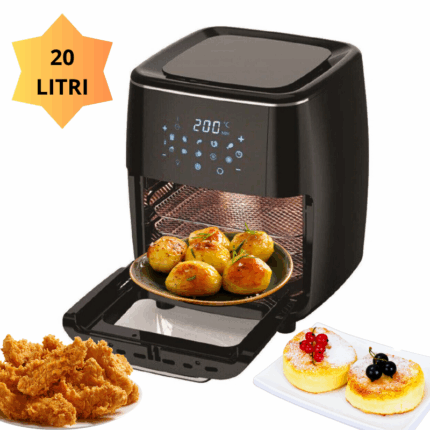 Friggitrice ad Aria 20 Litri 2000W Sistema Aria Rotante Display Touch Senza Olio