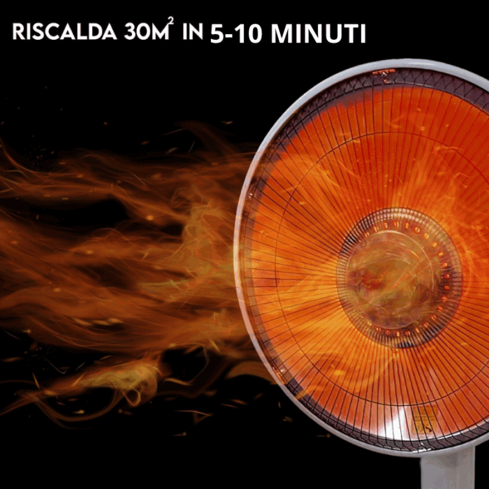 Stufa Parabola Elettrica a Carbonio 1000W - Basso Consumo, Anti-Ribaltamento e Oscillante - immagine 2