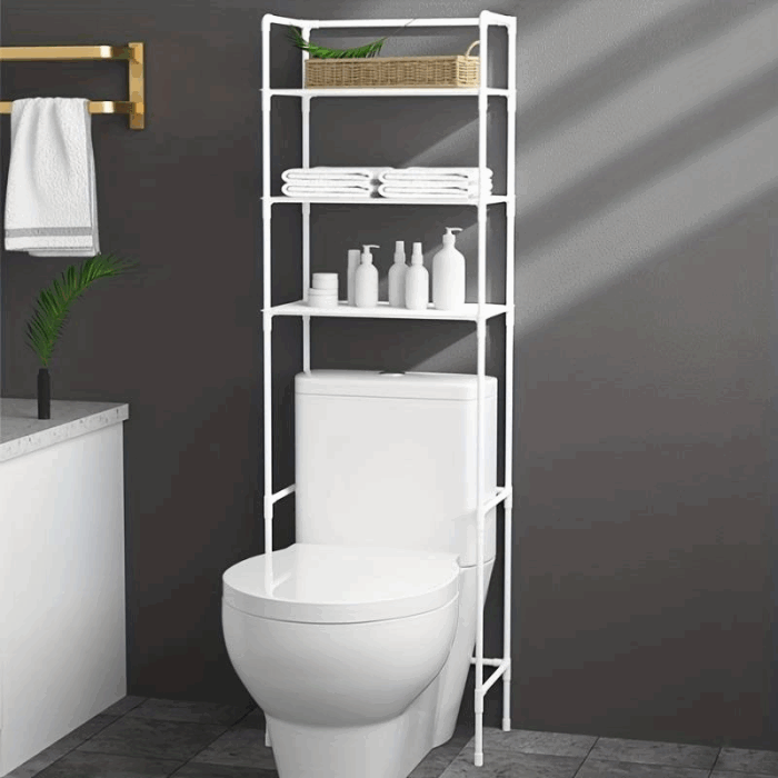 Scaffale Salvaspazio da Bagno per WC con 3 Mensole Mobiletto Portaoggetti - immagine 2