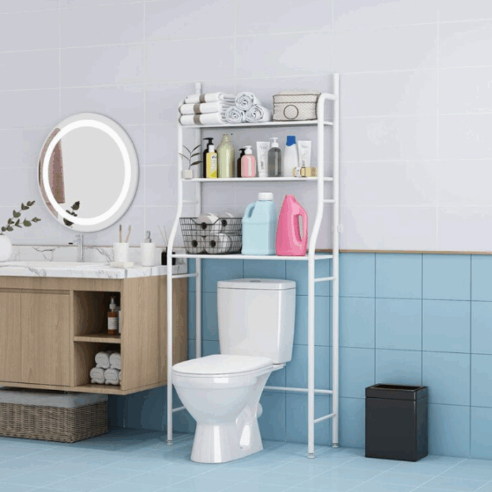 Scaffale Salvaspazio da Bagno per WC con 3 Mensole Mobiletto Portaoggetti - immagine 3