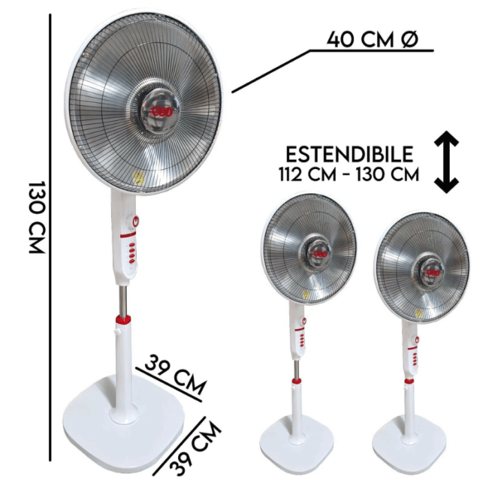 Stufa Parabola Elettrica a Carbonio 1000W - Basso Consumo, Anti-Ribaltamento e Oscillante - immagine 4