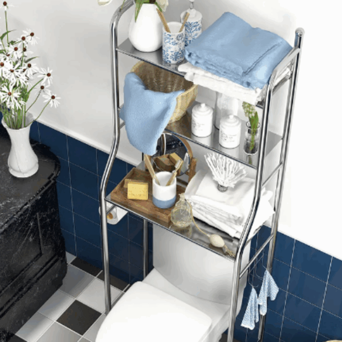 Scaffale Salvaspazio da Bagno per WC con 3 Mensole Mobiletto Portaoggetti - immagine 4